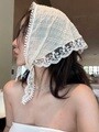 3색 레이스 커치프 헤어 스카프 삼각 두건 망사 시스루 스카프 반다나 보넷 머리띠 웨딩촬영