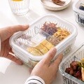 1+1 디유 템바보드 내열유리 반찬통 2칸/3칸 밀폐 뚜껑 찬기 나눔 접시 세트 전자레인지 가능 용기