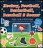Hockey, Football, Basketball, Baseball & Soccer Sticker, Color & Activity Book: With Over 100 Stickers!