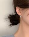 [925 Silver] Frame cubic earrings E 123
