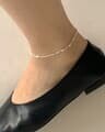 [925 Silver] Flower anklet L 19