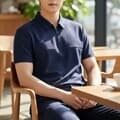 남성 반집업 지퍼 카라 반팔티