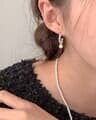 [925 silver] dot pearl earrings E 198