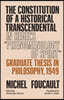 The Constitution of a Historical Transcendental in Hegel's Phenomenology of Spirit: Graduate Thesis in Philosophy, 1949