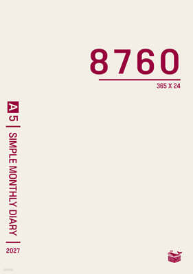 [2027년 날짜형] 8760 심플 먼슬리 다이어리 (체리레드)