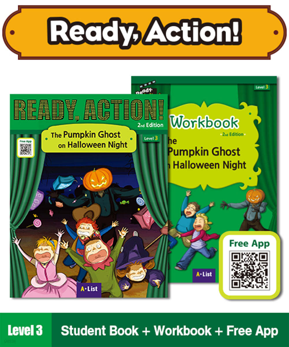 Ready Action Level 3 : The Pumpkin Ghost on Halloween Night (Student Book+WorkBook)