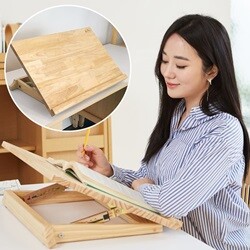 곧은나무 6단 각도조절 독서대 600 드래그 원목 필기 휴대간편 큰독서대