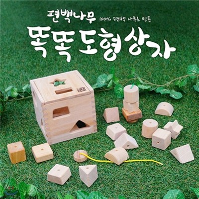 100% 편백나무 원목 똑똑 도형상자 (18pcs+가이드북1권)