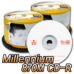 밀레니엄 Millennium 870MB W/G CD-R 52X 100P/고용량/고품질미디어