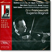 Zino Francescatti 지노 프란체스카티 1958년 잘츠부르크 페스티벌 라이브 - 브람스, 바흐, 벤 하임, 라벨, 생상스