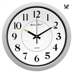 블루야광 무소음 실버 벽시계 28cm (3061)