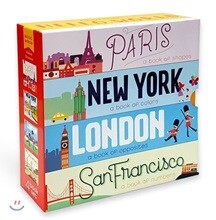 세계 도시 낱말 책 4종 세트 (형태, 색깔, 반대말, 숫자 영단어) : Hello World 4 Books Boxed Set