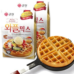 큐원 와플믹스250g3봉+가정용 와플팬(가스레인지용)