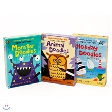 [어스본] 애니멀/여행/몬스터 두들북 3종세트 (양면카드 150장(총300면)+마커펜3개)