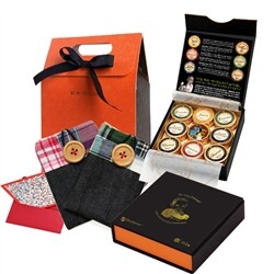 [핸드메이드40% 파우치선물세트]메시지카드♡독일산 DreiMeister코인초콜릿(18개)2단케이스 +[카드,명함케이스용파우치2종세트]