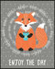 Bullet Journal Notebook Cute Fox Drinking Tea - Enjoy the Day 4: 172 Numbered Pages with 160 Dot Grid Pages, 6 Index Pages and 2 Key Pages in Large 8