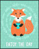 Journal Notebook Cute Fox Drinking Tea - Enjoy the Day: 172 Page Blank Journal 8 X 10 Size, Unlined for Journaling, Writing, Planning or Doodling.
