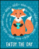 Journal Notebook Cute Fox Drinking Tea - Enjoy The Day 2: 172 Page Blank Journal 8 x 10 Size, Unlined For Journaling, Writing, Planning or Doodling.