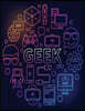 2017, 2018, 2019 Weekly Planner Calendar - 70 Week - Geek Out: Physics, Math, Diagrams, and Geek Gear, Gradient Color - Black Bg
