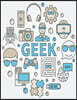 2017, 2018, 2019 Weekly Planner Calendar - 70 Week - Geek Out: Physics, Math, Diagrams, and Geek Gear, Blue, Gray - White BG