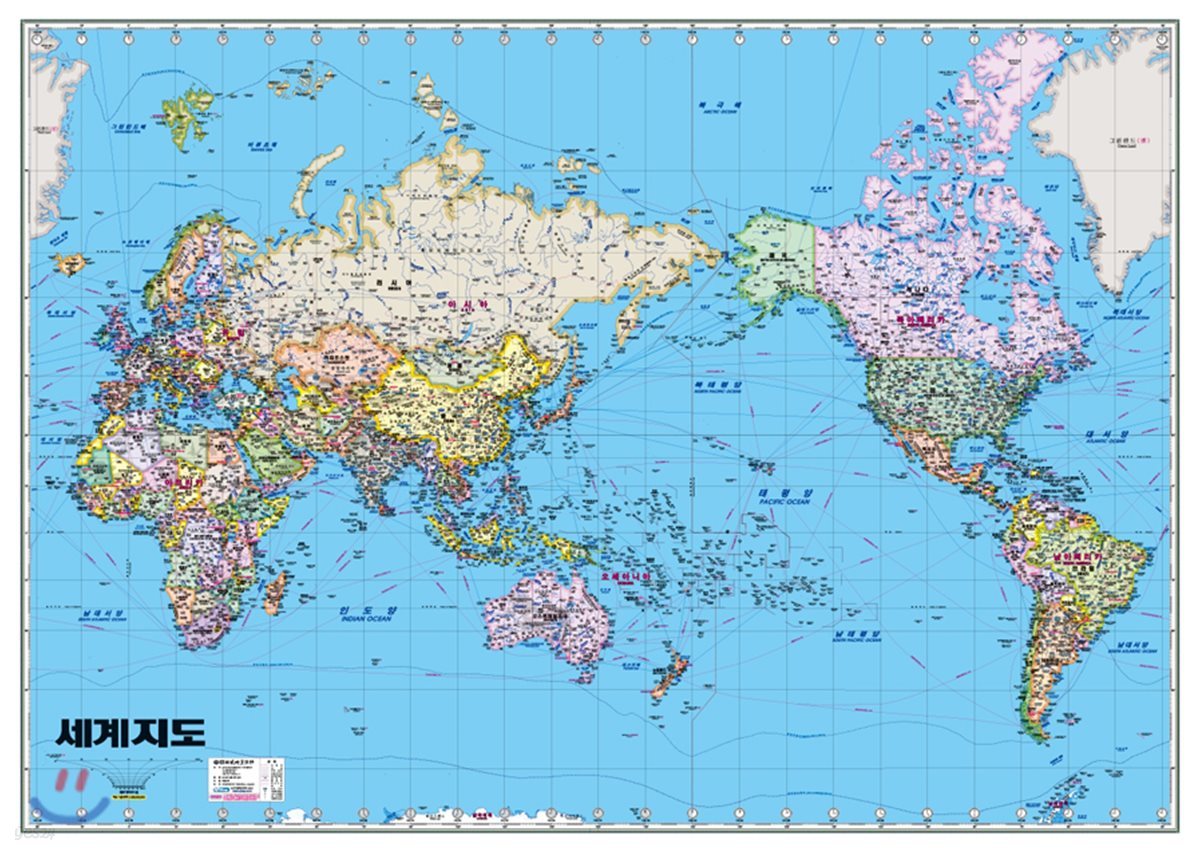 세계지도-한글정치 (코팅 원지-부착용)