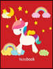 Notebook: White Unicorn Of The Red Cover and Notebook Journal Diary, 110 Lined pages, 8.5" x 11"