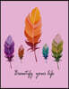 Beautify your life: Feathers On The Pink Cover Notebook Journal Diary, This notebook journal with 110 pages (8.5 x 11) inches, Graph 54pag