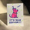 생일 도그 2 핸드메이드 카드 (실크)