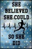 She Believed She Could So She Did: Women Runner Athlete Heartbeat Cloudy Night Dream Stars Starry Night Sky Background Pattern Notebook Journal (6x9)