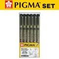 [알앤비]사쿠라 피그마 마이크론 블랙 6본세트 PIGMA SET / 만화그리기용