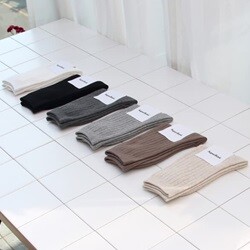 [슈퍼베이직][무료배송] 1310 남녀공용 와이드 골지 양말 5팩 (6색상)