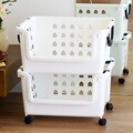 80L 대용량 멀티바스켓 2P (바퀴별매) 적층형 빨래바구니 세탁물 보관홤