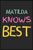 Matilda Knows Best: Lined Journal, 120 Pages, 6 x 9, Matilda Personalized Name Notebook Gift Idea, Black Matte Finish (Matilda Knows Best