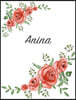 Anina: Personalized Notebook with Flowers and First Name - Floral Cover (Red Rose Blooms). College Ruled (Narrow Lined) Journ