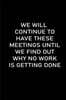 We Will Continue to Have These Meetings Until We Find Out Why No Work Is Getting Done: Funny Sarcastic Office Gag Gifts For Coworkers Birthday, blank