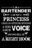 Bartender Not Princess: Funny Bartender Quotes Gift Bartender I am Not Princess I Have an Attitude Opinions a Very Loud Voice and One Hell of