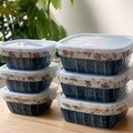 일제 아리타 미조가미 리프 플라워 사각 찬통 2size 3p 홈세트