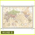 맵소프트 세계지도 소형 캔버스 족자형 / 1m 10cm X 80cm / 엔틱, 블루, 지형, 어린이 / 인테리어 만국기 부드러운 천