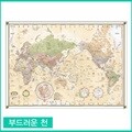 맵소프트 세계지도 소형 캔버스 고리형 1m 10cm X 80cm  블루 엔틱 지형 어린이 / 부드러운 천 인테리어