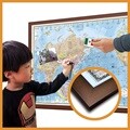 [맵소프트] 세계지도 소형 자석 일반 액자 / 블루, 엔틱, 지형, 어린이/ 1m 11cm X 81cm / 인테리어 만국기