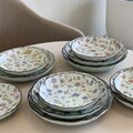 일본 도자기 아리타 플라워 사각 접시 소5p 중4p 대2p 홈세트