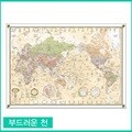 [맵소프트] 세계지도 중형 캔버스 고리형/4종 택1/블루 엔틱 지형 어린이 / 천 패브릭 세계전도 대형 인테리어