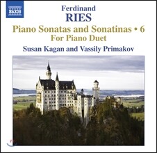 Susan Kagan / Vassily Primakov 페르디난드 리스: 피아노 소나타와 소나티나 6집 - 듀엣을 위한 3개의 소나타 (Ferdinand Ries: Piano Sonatas &amp; Sonatinas Vol.6 - For Piano Duet) 수잔 카간