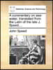 A Commentary on Sea-Water, Translated from the Latin of the Late J. Speed, ...
