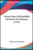 Carta Critica Del Bachiller Gil Porras De Machuca (1781)