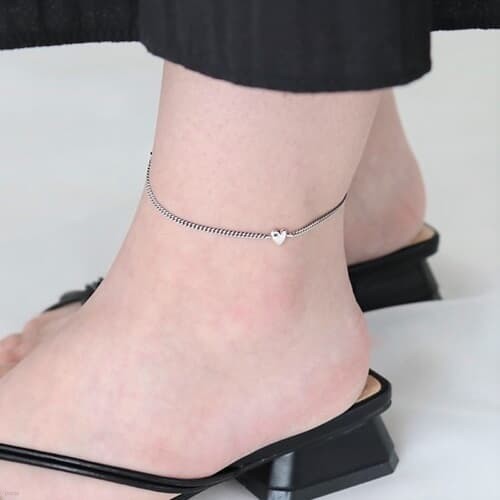 [Silver925] Antique heart anklet