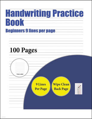 Handwriting Practice Book (Beginners 9 lines per page)