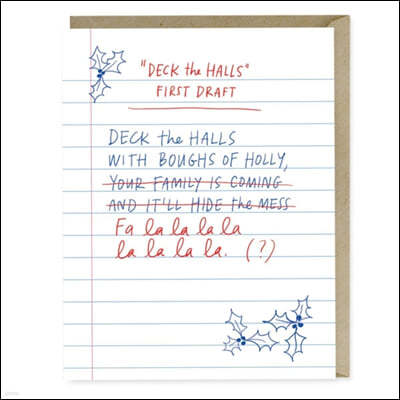 Em & Friends First Draft Lyrics Deck the Halls Card