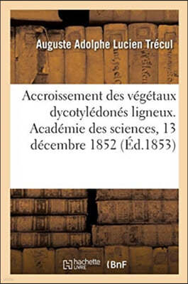 Accroissement des vegetaux dycotyledones ligneux, reproduction du bois et de l'ecorce par le bois