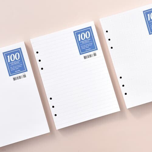 A5 6공 내지 100매 베이직 - 블랭크 라인 그리드